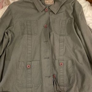 This is a green camo colored jacket.